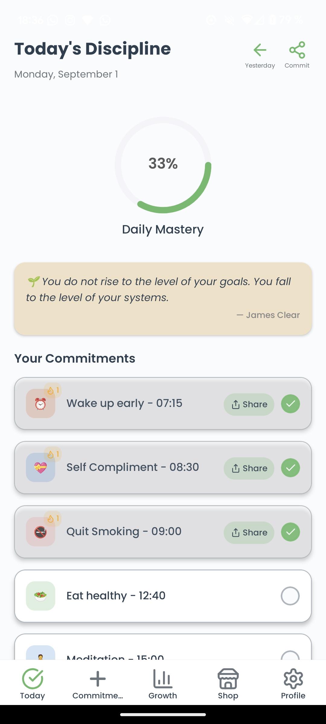 Habiti App Screen