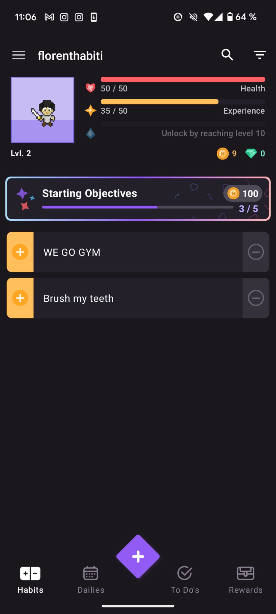 Habitica Interface